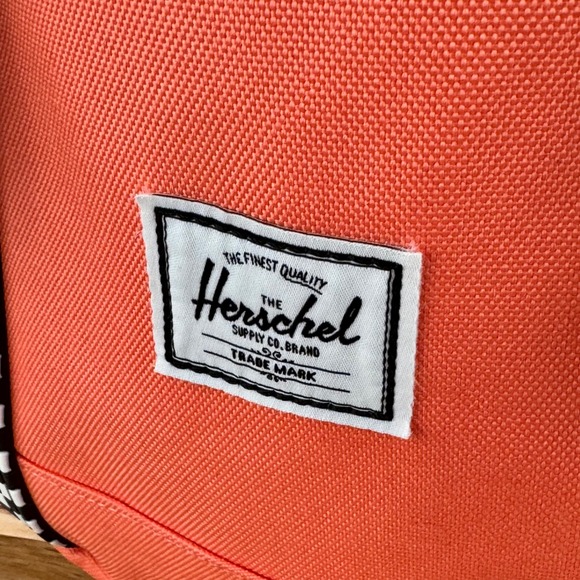 Herschel Supply Co. Backpack Coral Orange Checkerboard Straps Student‎ School - Picture 4 of 8